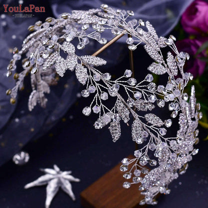 TOPQUEEN HP304 Bridal Crowns and Tiaras Woman Headgear Rhinestone Hairbands Wedding Accessories Bride Headband Headdresses