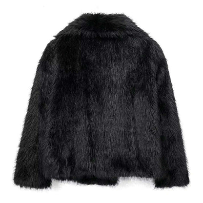 TRAF Winter Faux Fur Coat 2024 Woman New in coats Autumn Fur Plush Fluffy Jacket Warm Red Gray Black White Fur Coat Outerwears