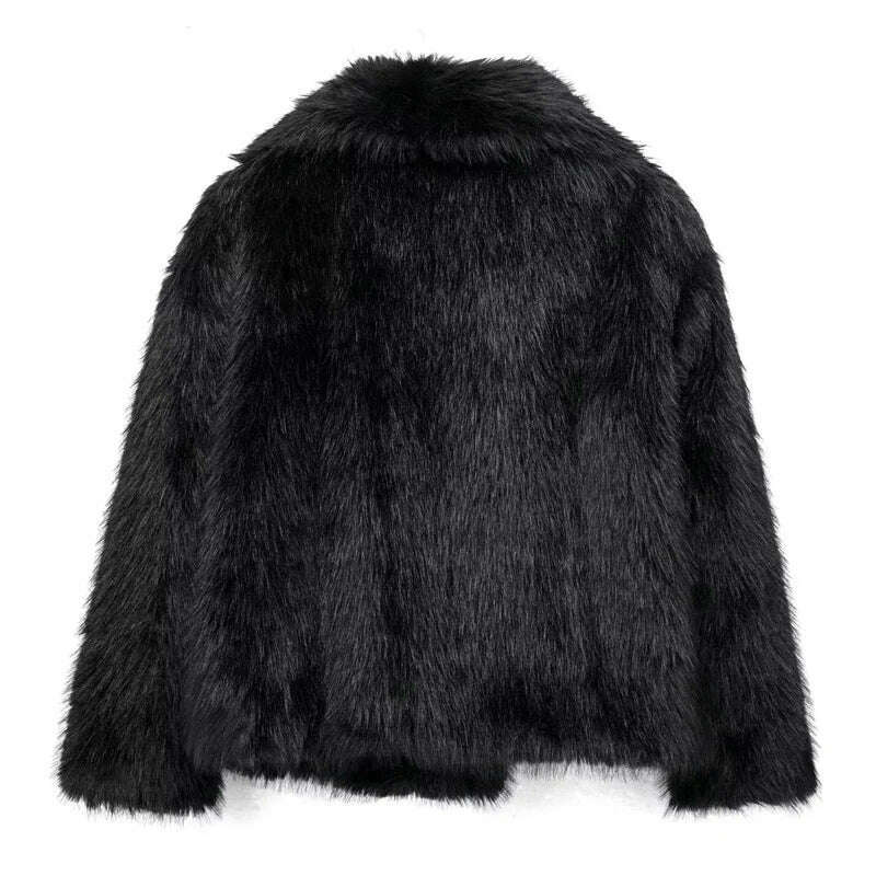 TRAF Winter Faux Fur Coat 2024 Woman New in coats Autumn Fur Plush Fluffy Jacket Warm Red Gray Black White Fur Coat Outerwears