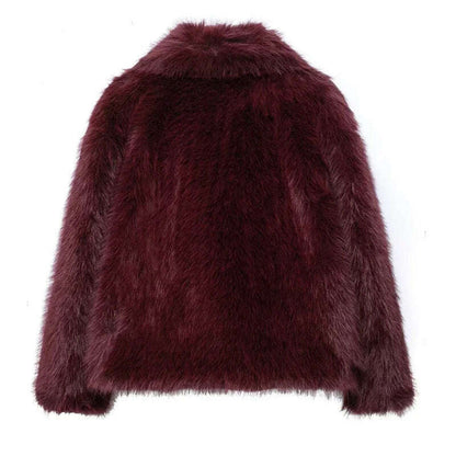 TRAF Winter Faux Fur Coat 2024 Woman New in coats Autumn Fur Plush Fluffy Jacket Warm Red Gray Black White Fur Coat Outerwears