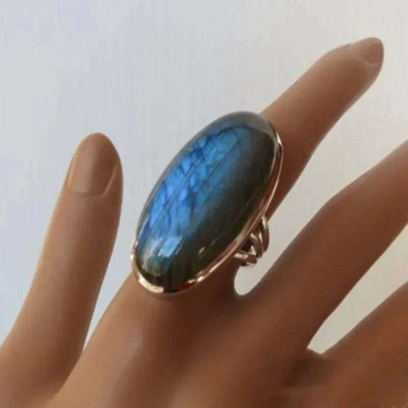 Trendy New Design Electroplated Openwork Moonstone Ring Fashion Punk Street Style For Women Girls Party Jewelry s