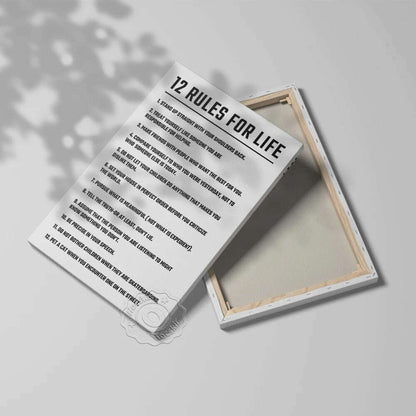 Twelve Rules Of Life Poster, Jordan Peterson 12 Principles Wall Art, Motivational Education Life White Art Prints, Teacher Gift