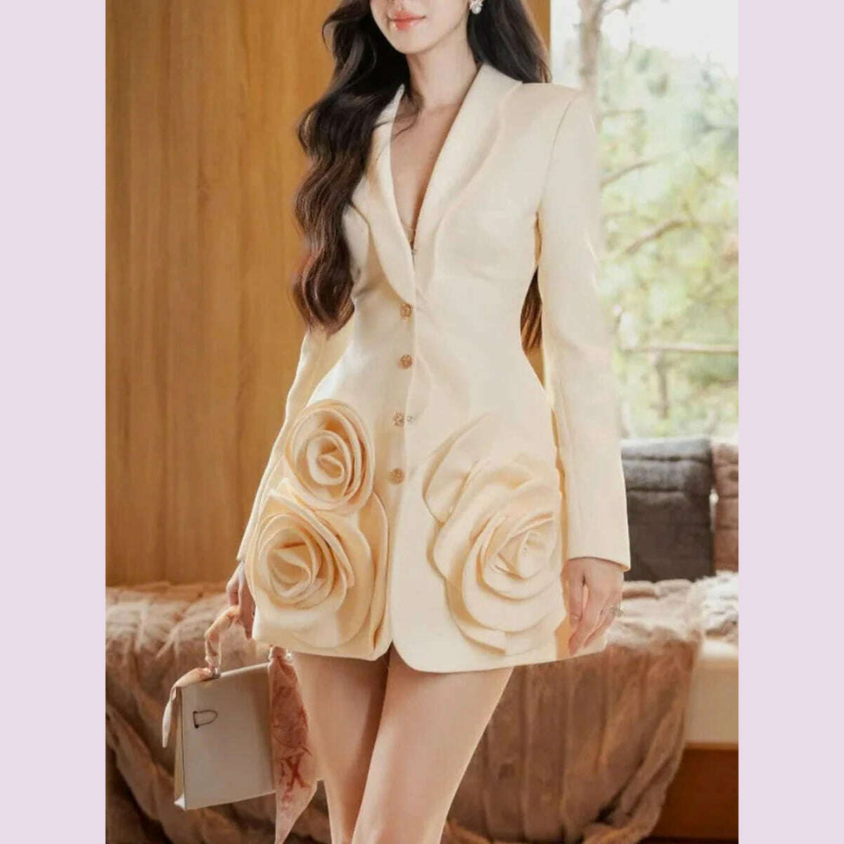 TWOTWINSTYLE Solid Spliced Appliques Slimming Jackets For Women Lapel Long Sleeve Temperament Chic Coat Female Fashion Style New