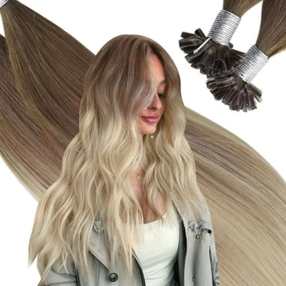Ugeat U Tip Hair Extension Human Hair 1g/s Nail U Tip Hair For Women 14-24" Pre Bonded Hair Extensions 50g/100g Keratin Tip Hair