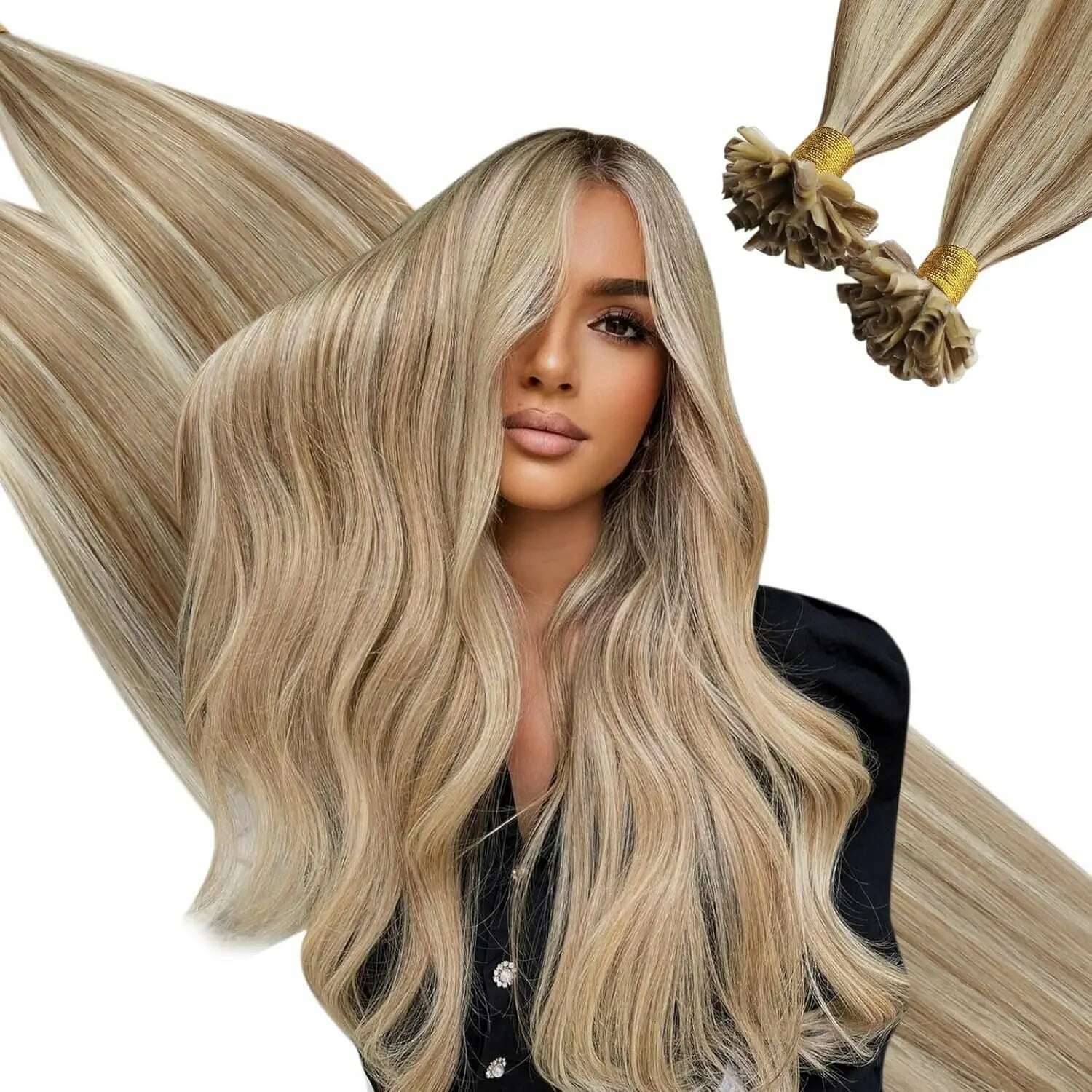 Ugeat U Tip Hair Extension Human Hair 1g/s Nail U Tip Hair For Women 14-24" Pre Bonded Hair Extensions 50g/100g Keratin Tip Hair