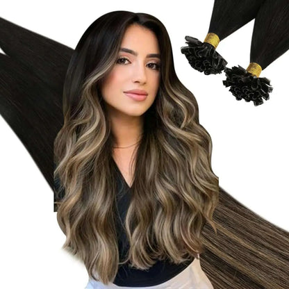 Ugeat U Tip Hair Extension Human Hair 1g/s Nail U Tip Hair For Women 14-24" Pre Bonded Hair Extensions 50g/100g Keratin Tip Hair