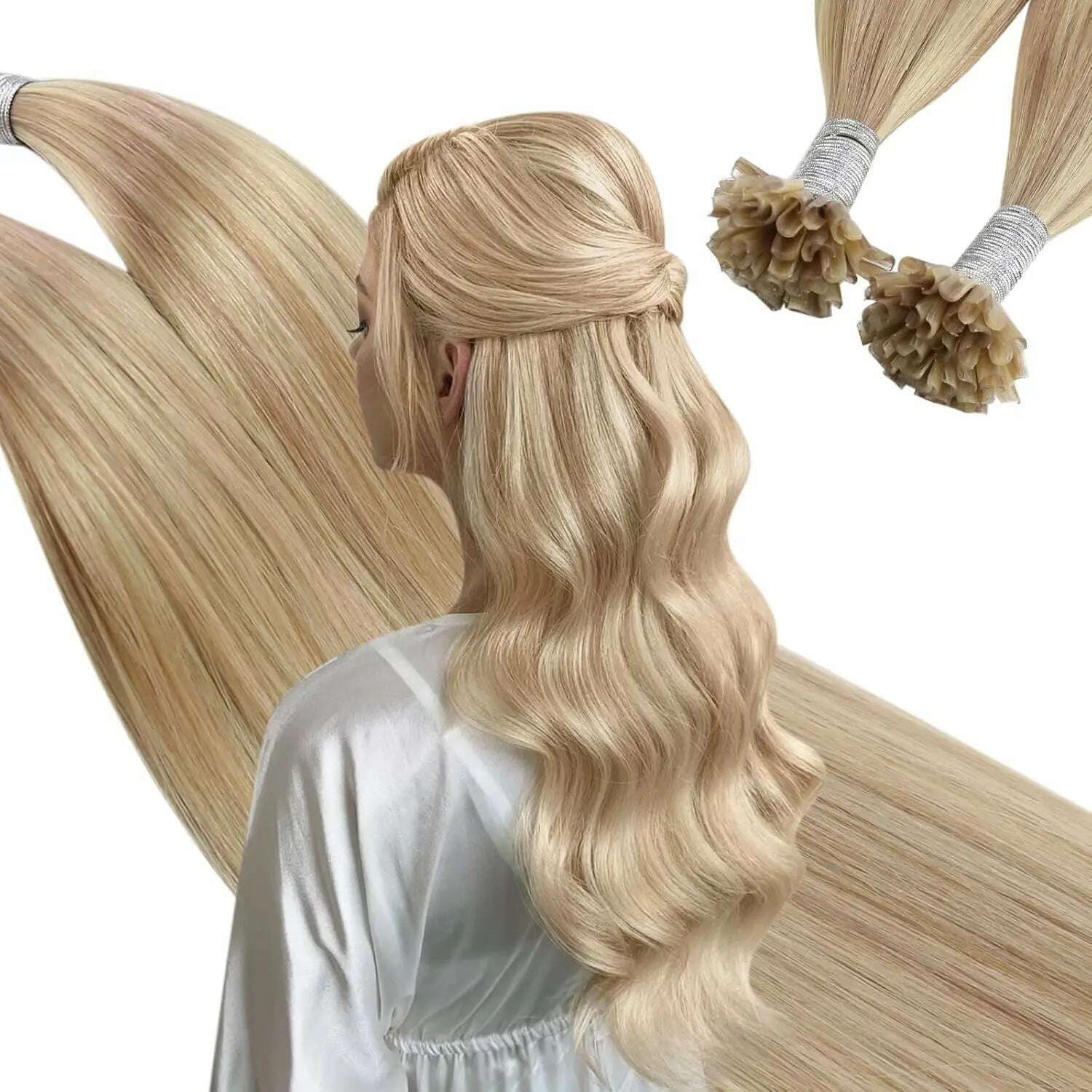 Ugeat U Tip Hair Extension Human Hair 1g/s Nail U Tip Hair For Women 14-24" Pre Bonded Hair Extensions 50g/100g Keratin Tip Hair