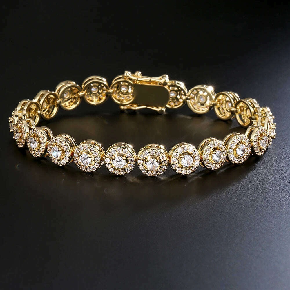 Uilz Classic Geometric Round Cubic Zirconia Tennis Bracelet Bangles For Women Charm Luxury Bridal Jewelry Gifts