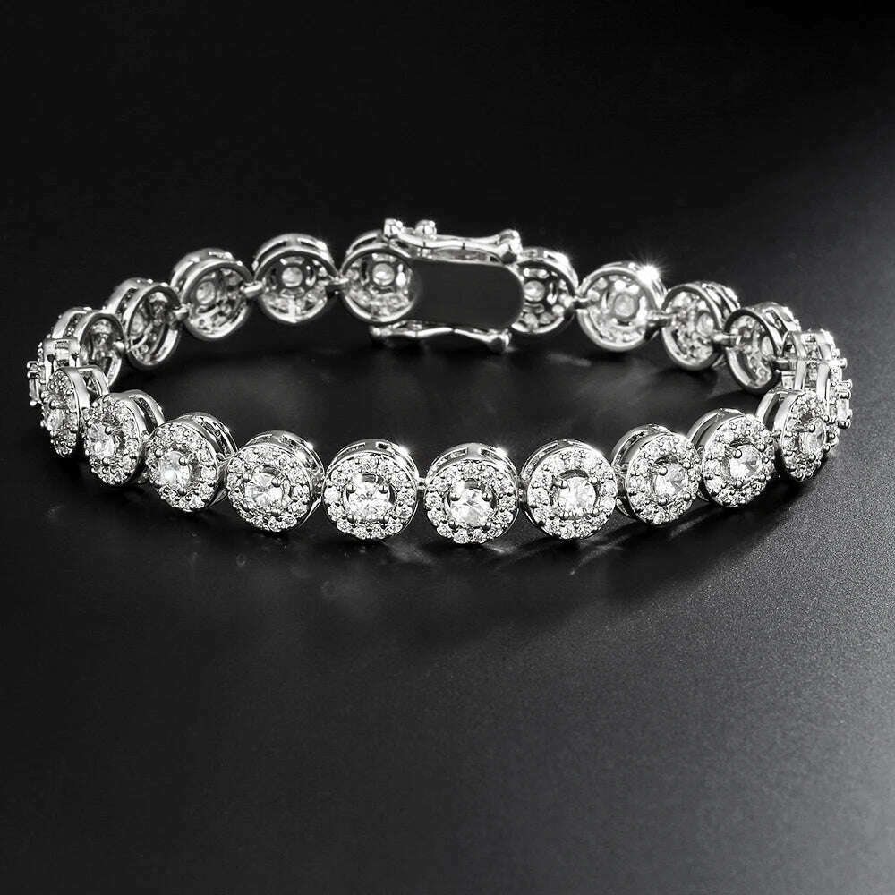 Uilz Classic Geometric Round Cubic Zirconia Tennis Bracelet Bangles For Women Charm Luxury Bridal Jewelry Gifts