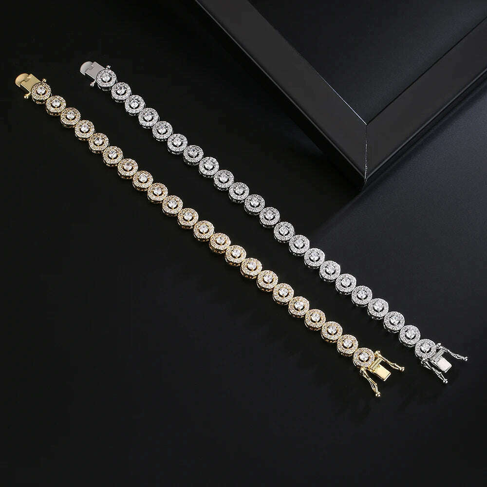Uilz Classic Geometric Round Cubic Zirconia Tennis Bracelet Bangles For Women Charm Luxury Bridal Jewelry Gifts