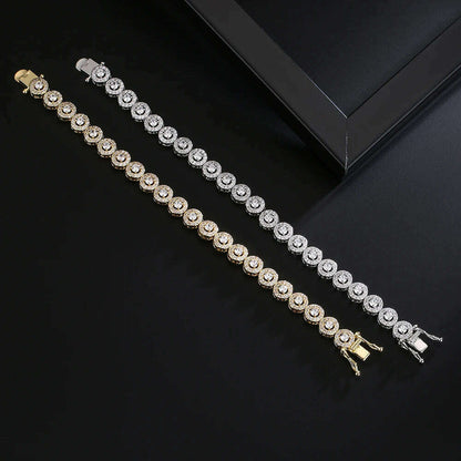 Uilz Classic Geometric Round Cubic Zirconia Tennis Bracelet Bangles For Women Charm Luxury Bridal Jewelry Gifts