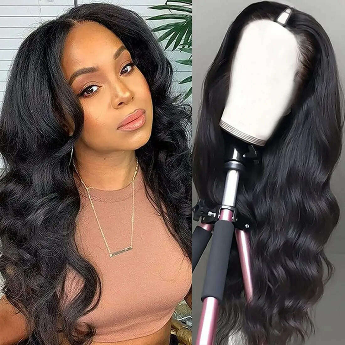 V Part Wigs Body Wave Brazilian Virgin Human Hair Wigs For Black Women Upgrade U Part Glueless Wigs Full Head Clip In Half Wig