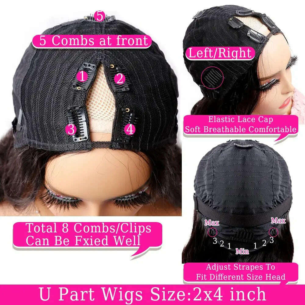 V Part Wigs Body Wave Brazilian Virgin Human Hair Wigs For Black Women Upgrade U Part Glueless Wigs Full Head Clip In Half Wig