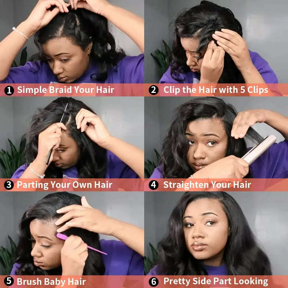 V Part Wigs Body Wave Brazilian Virgin Human Hair Wigs For Black Women Upgrade U Part Glueless Wigs Full Head Clip In Half Wig
