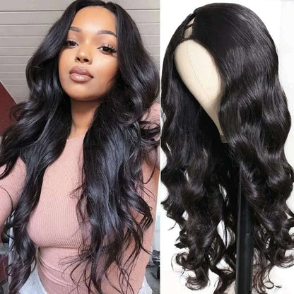V Part Wigs Body Wave Brazilian Virgin Human Hair Wigs For Black Women Upgrade U Part Glueless Wigs Full Head Clip In Half Wig