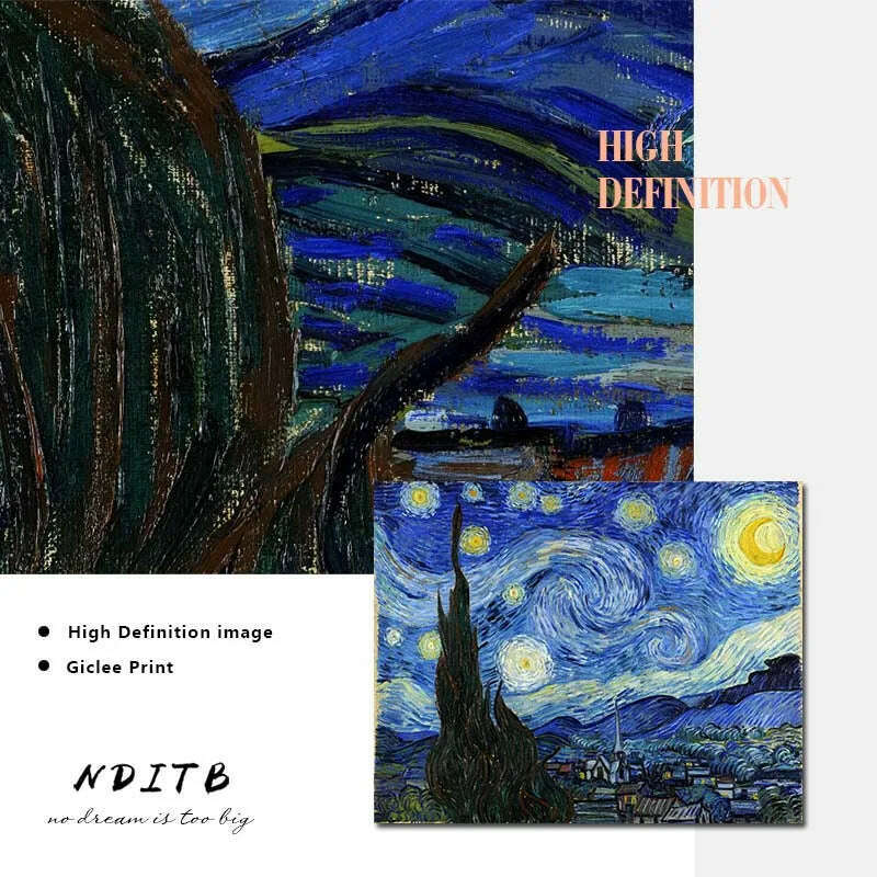 Van Gogh Starry Night Abstract Landscape Canvas Poster Famous Classic Wall Art Print Decorative Picture Modern Living Room Decor