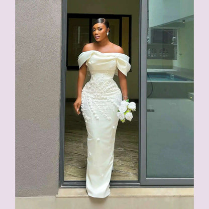 Vintage Off The Pleat Lace Applique Seath Mermaid Wedding Dresses Back Bow Vestido De Noival