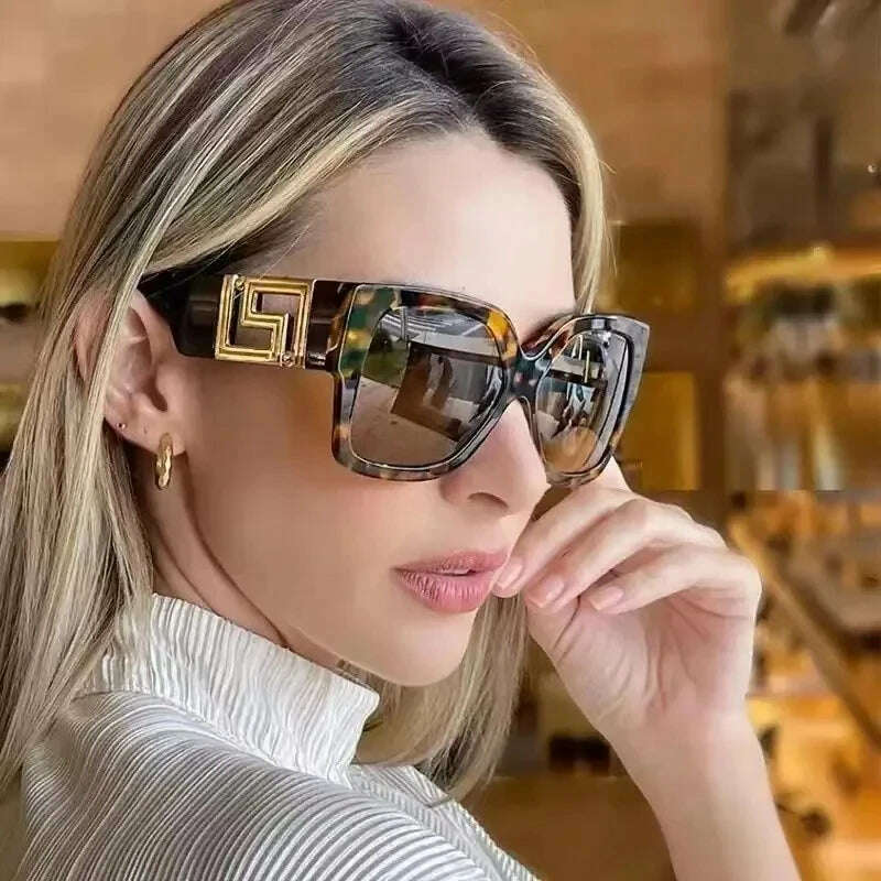 Vintage Oversize Sunglasses Men Women 2024 Luxury Brand Design Fashion UV400 Eyewear Trendy Square Gradient Shades Sun Glasses