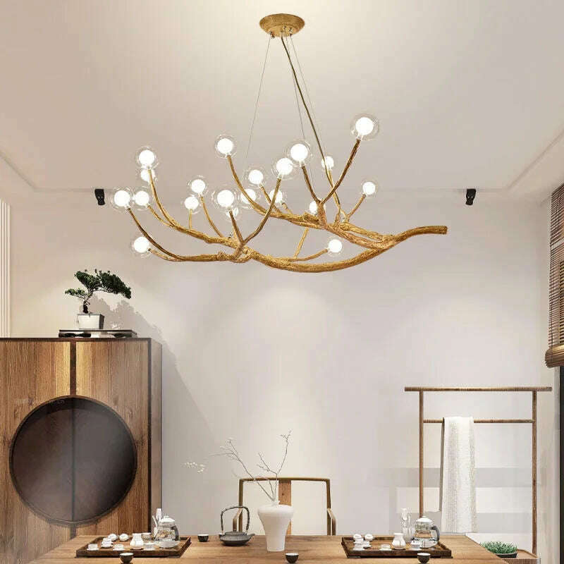 Vintage Pendant Lights Tree Branches Chandelier Resin Led Chandelier Lustre Hanging Lights Luxury Living Room Decoration