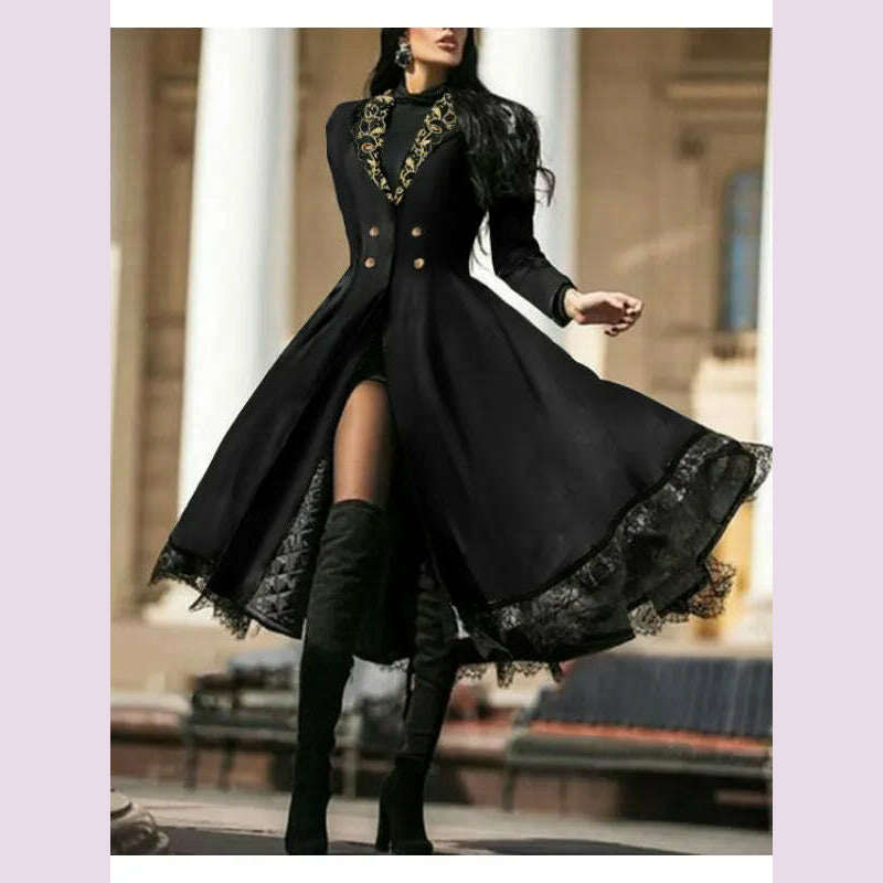 Vintage Women's Dresses Fall Winter Lace Seamed Floral Print Dress Vintage Bodysuit Dress Mid-Century Elegant Dress