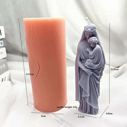 Virgin Mary And Baby Jesus Silicone Candle Molds Holy Family Mould For Party Festival Birthday Handmade Gifts  Present Wax Tools