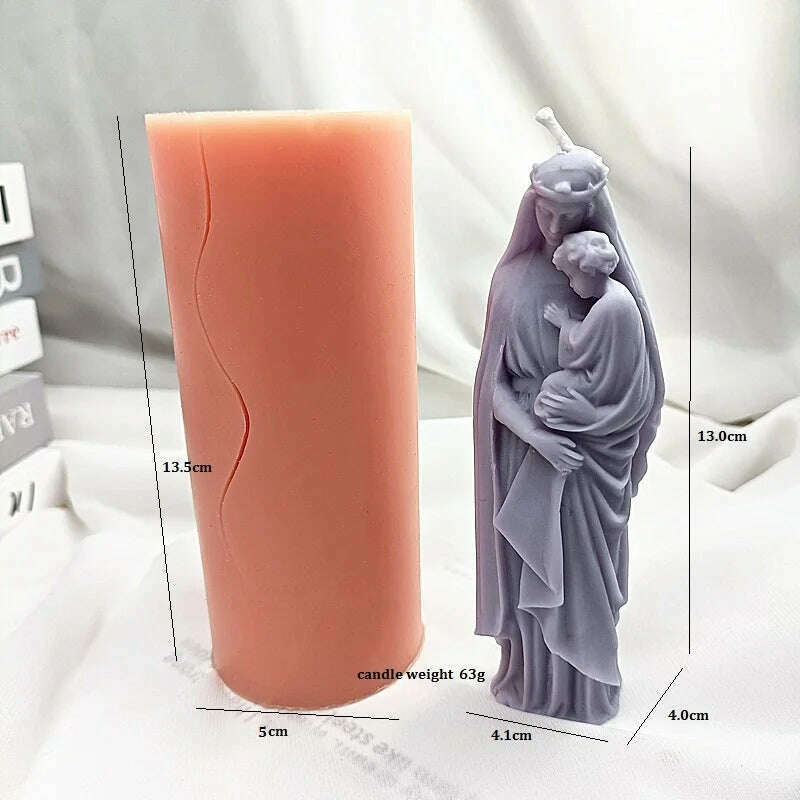 Virgin Mary And Baby Jesus Silicone Candle Molds Holy Family Mould For Party Festival Birthday Handmade Gifts  Present Wax Tools