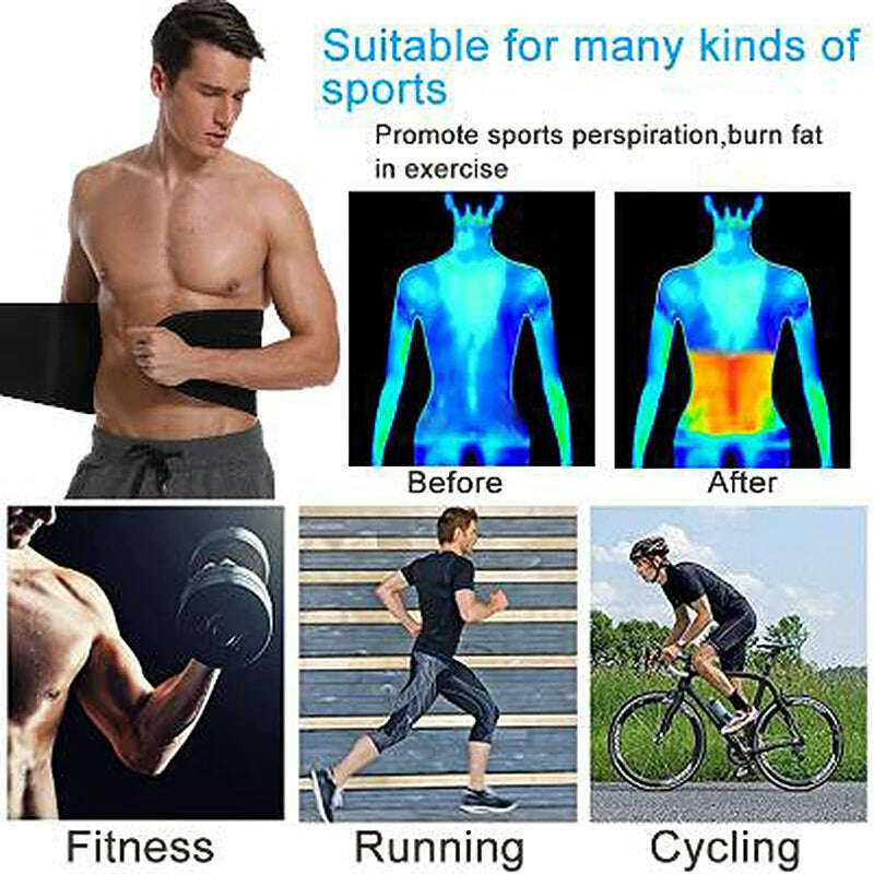 Waist Trimmer Belt Slim Men Body Shaper Cinchers Tummy Control Neoprene Sweat Wrap for Stomach and Back Lumbar Support