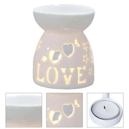 Wax Melt Essential Oil Burner Ceramic Candle Holder White Hollow Design Aromatherapy Tarts Assorted Wax Scented Candle Warmer