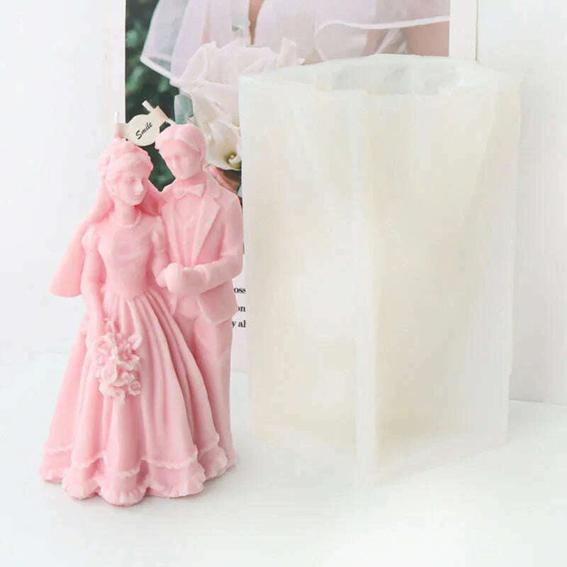 Wedding Ceremony Candle Silicone Mold Bride and groom Sweet Companion DIY Scented Candle Gypsum Mould Valentine's Day Decor Gift