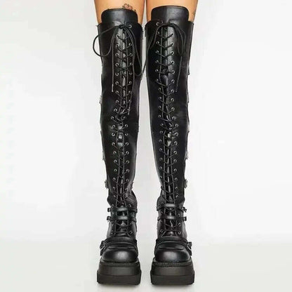 Wedges Long Boots for Women Autumn Winter Over-the-knee Boots Cosplay High Platform Women Boots New High Heel Gothic Botas Altas