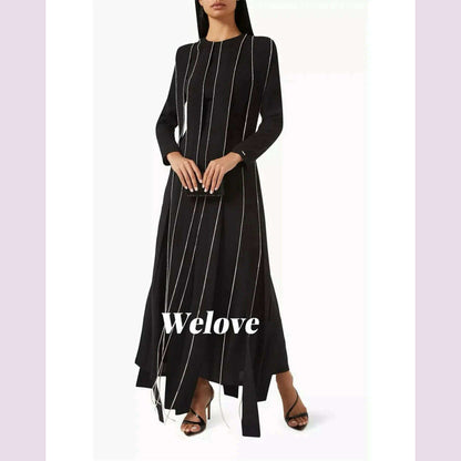 Welove Customized 2025 New O Neck Evening Dresses Long Sleeves Crystal Elegant Prom Dresses فساتين مناسبة رسمية vestidos de