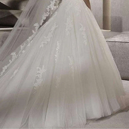 White Lace Bridal Edge Veils  Hot Sale 300CM Cathedral Bridal Veil Custom Made Ivory Tulle Wedding Accessories For Bride