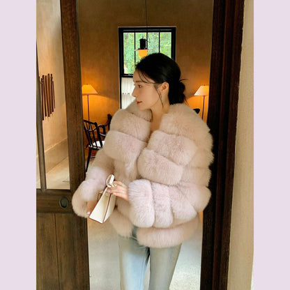 Whole leather fox fur coat short style young women's new coat