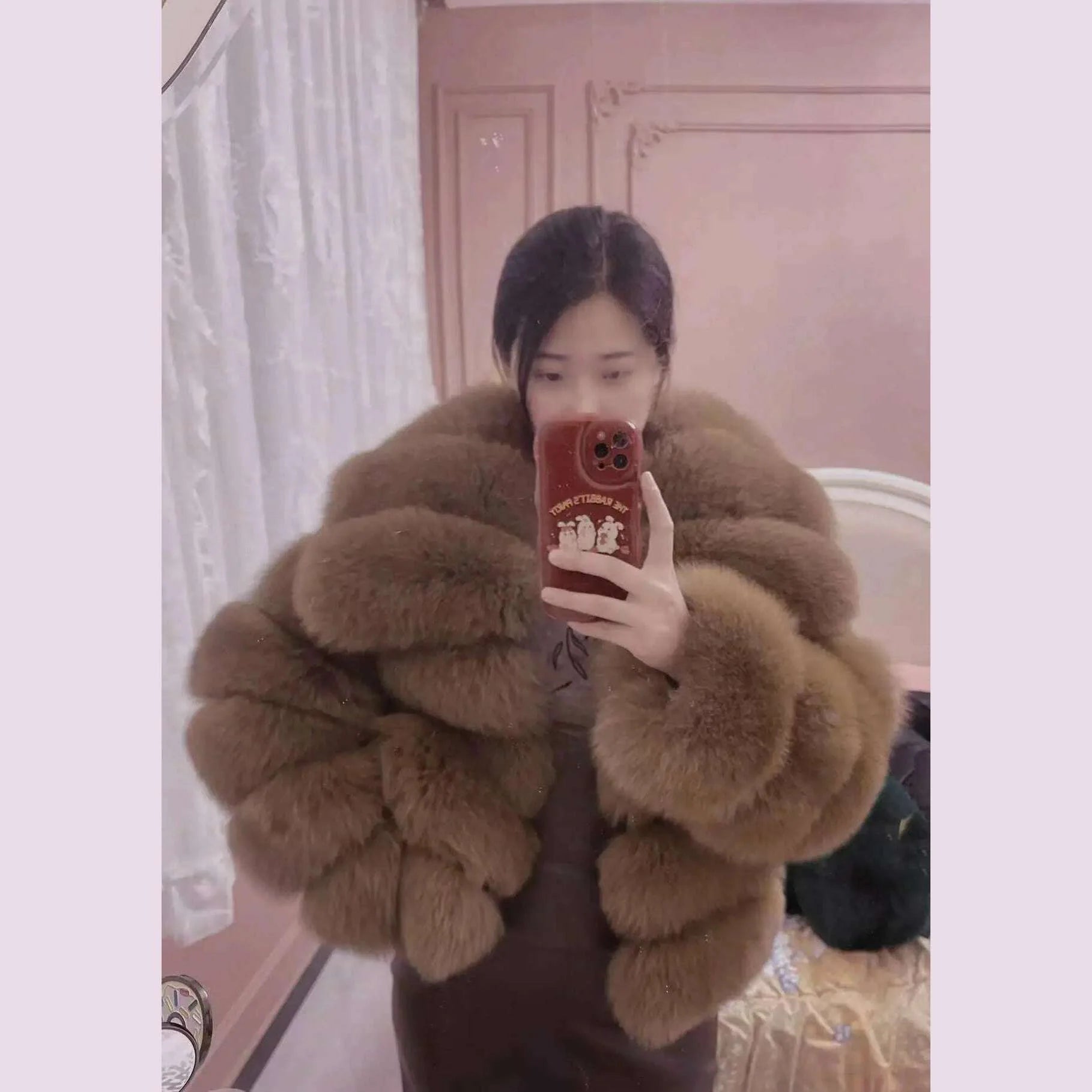 Whole leather fox fur coat short style young women's new coat