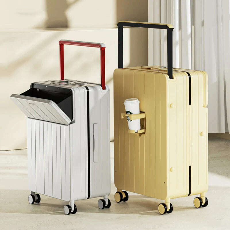 Wide pull rod suitcase 20"22"24"26 Inch multifunctional pull rod box front opening password travel luggage boarding Travel box