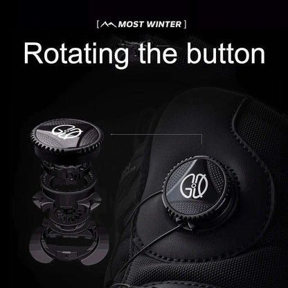 Winter Boots Men Outdoor Hiking Boots Rotating Button Snow Boots Warm Fur Plush Winter Men Shoes Waterproof Ankle Shoes Male