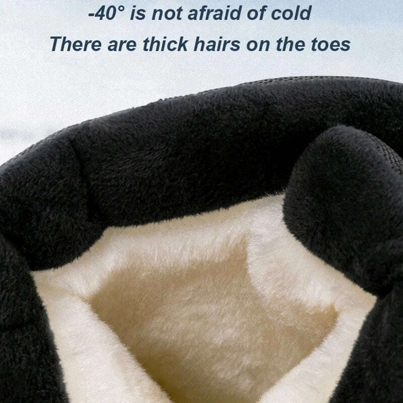 Winter Boots Men Outdoor Hiking Boots Rotating Button Snow Boots Warm Fur Plush Winter Men Shoes Waterproof Ankle Shoes Male