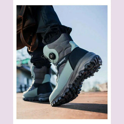 Winter Boots Men Outdoor Hiking Boots Rotating Button Snow Boots Warm Fur Plush Winter Men Shoes Waterproof Ankle Shoes Male
