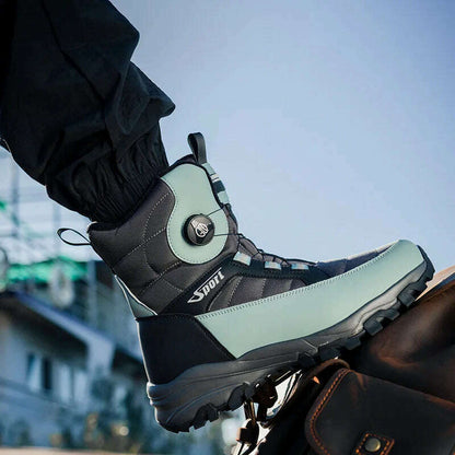 Winter Boots Men Outdoor Hiking Boots Rotating Button Snow Boots Warm Fur Plush Winter Men Shoes Waterproof Ankle Shoes Male