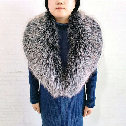 Winter Faux Fur Collar Cuffs Set Women Fluffy Large Shawl Coat Accessories Warm Fashion Fake Fox Fur Scarf Furry Scarves Female