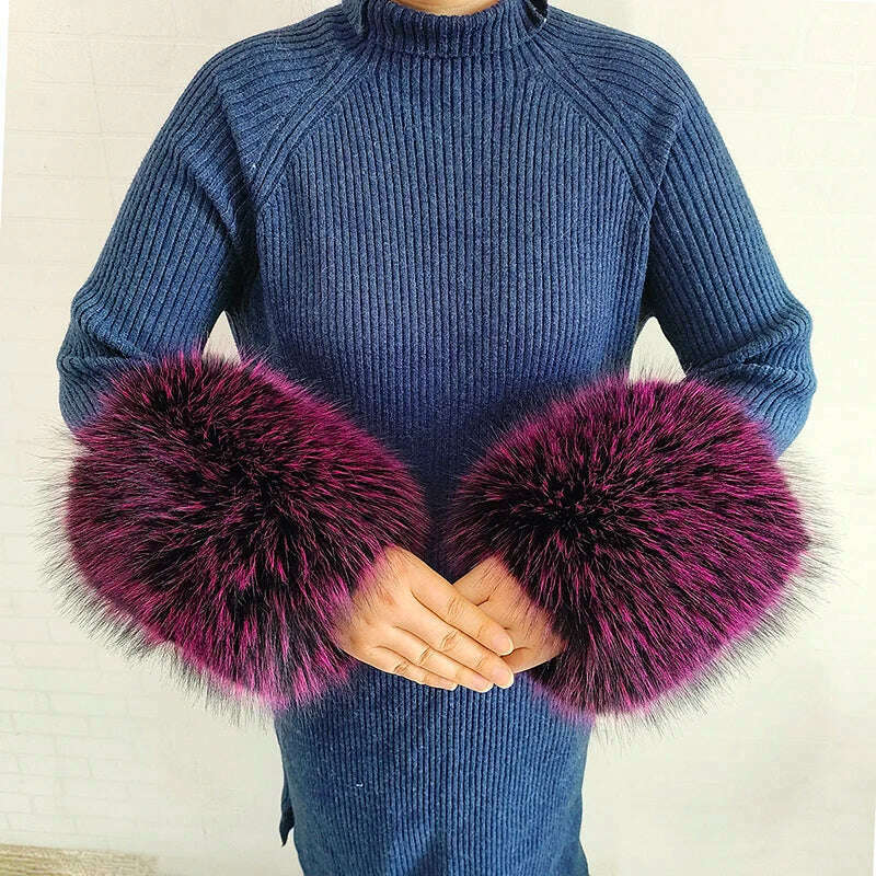 Winter Faux Fur Collar Cuffs Set Women Fluffy Large Shawl Coat Accessories Warm Fashion Fake Fox Fur Scarf Furry Scarves Female