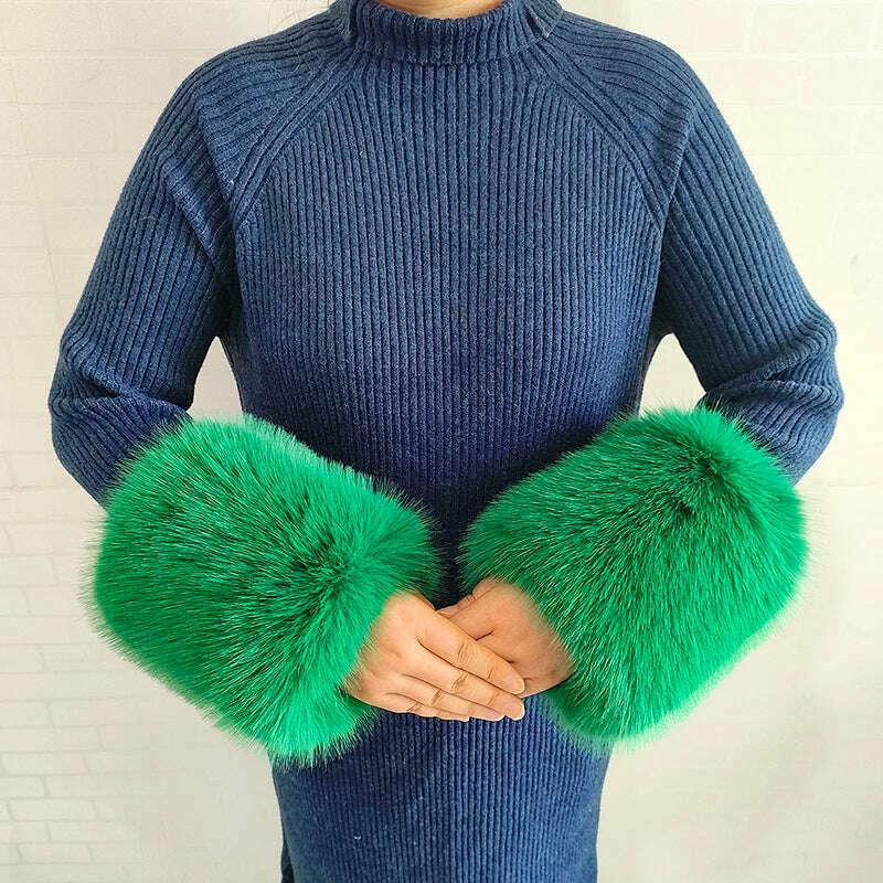 Winter Faux Fur Collar Cuffs Set Women Fluffy Large Shawl Coat Accessories Warm Fashion Fake Fox Fur Scarf Furry Scarves Female