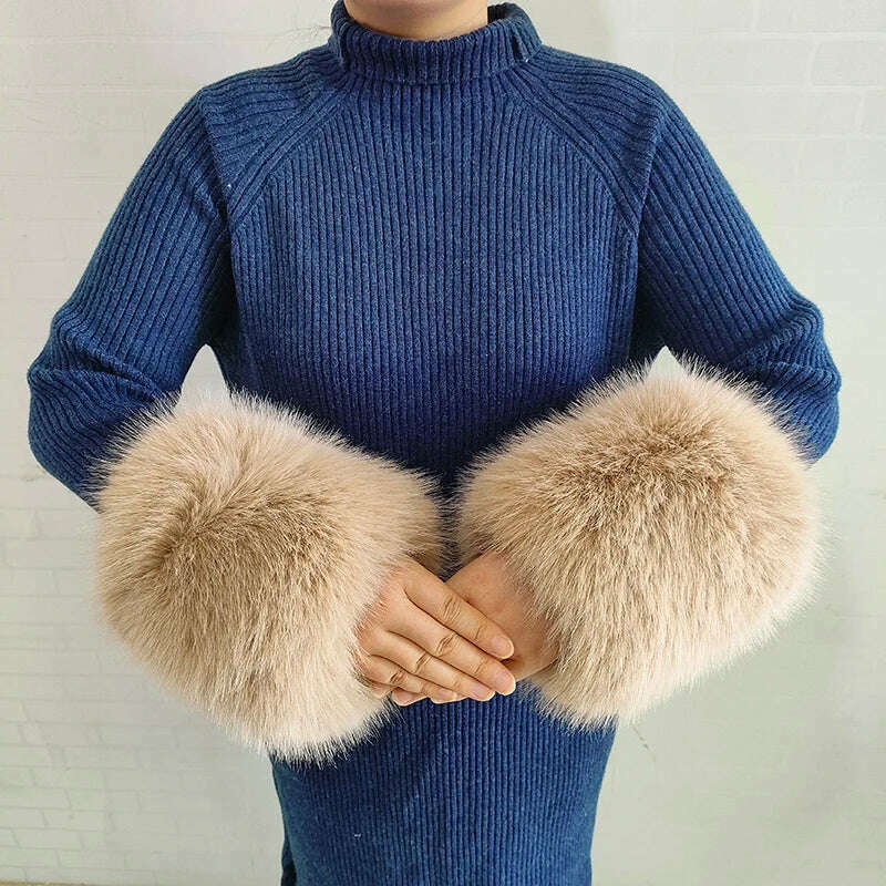 Winter Faux Fur Collar Cuffs Set Women Fluffy Large Shawl Coat Accessories Warm Fashion Fake Fox Fur Scarf Furry Scarves Female