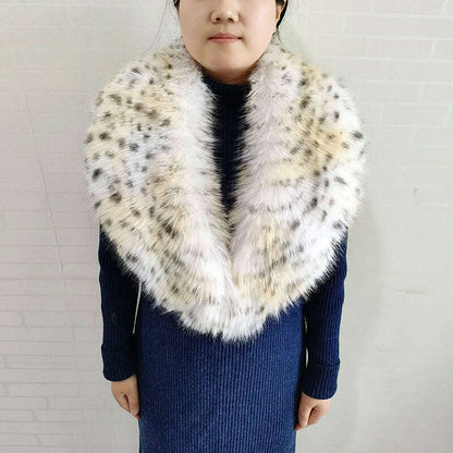 Winter Faux Fur Collar Cuffs Set Women Fluffy Large Shawl Coat Accessories Warm Fashion Fake Fox Fur Scarf Furry Scarves Female