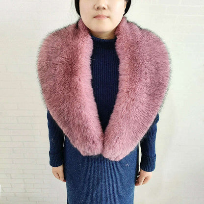 Winter Faux Fur Collar Cuffs Set Women Fluffy Large Shawl Coat Accessories Warm Fashion Fake Fox Fur Scarf Furry Scarves Female