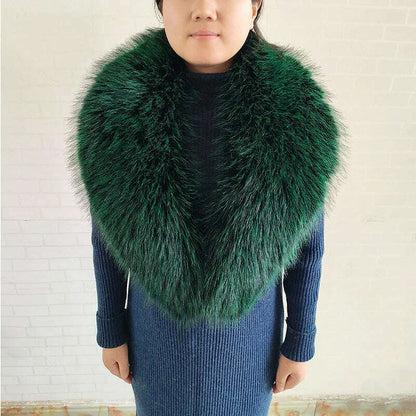 Winter Faux Fur Collar Cuffs Set Women Fluffy Large Shawl Coat Accessories Warm Fashion Fake Fox Fur Scarf Furry Scarves Female