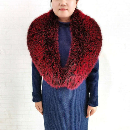 Winter Faux Fur Collar Cuffs Set Women Fluffy Large Shawl Coat Accessories Warm Fashion Fake Fox Fur Scarf Furry Scarves Female