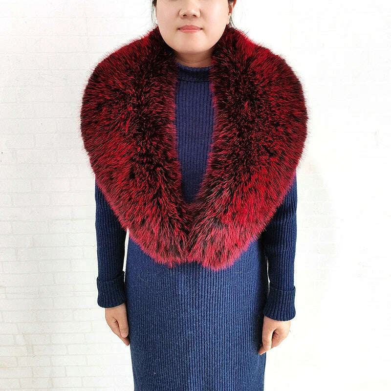 Winter Faux Fur Collar Cuffs Set Women Fluffy Large Shawl Coat Accessories Warm Fashion Fake Fox Fur Scarf Furry Scarves Female