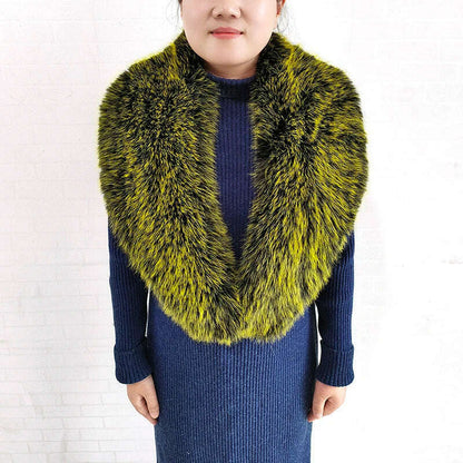 Winter Faux Fur Collar Cuffs Set Women Fluffy Large Shawl Coat Accessories Warm Fashion Fake Fox Fur Scarf Furry Scarves Female