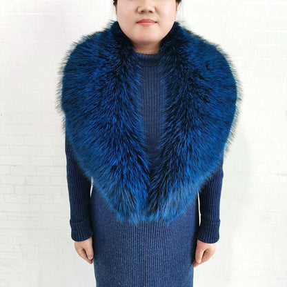 Winter Faux Fur Collar Cuffs Set Women Fluffy Large Shawl Coat Accessories Warm Fashion Fake Fox Fur Scarf Furry Scarves Female